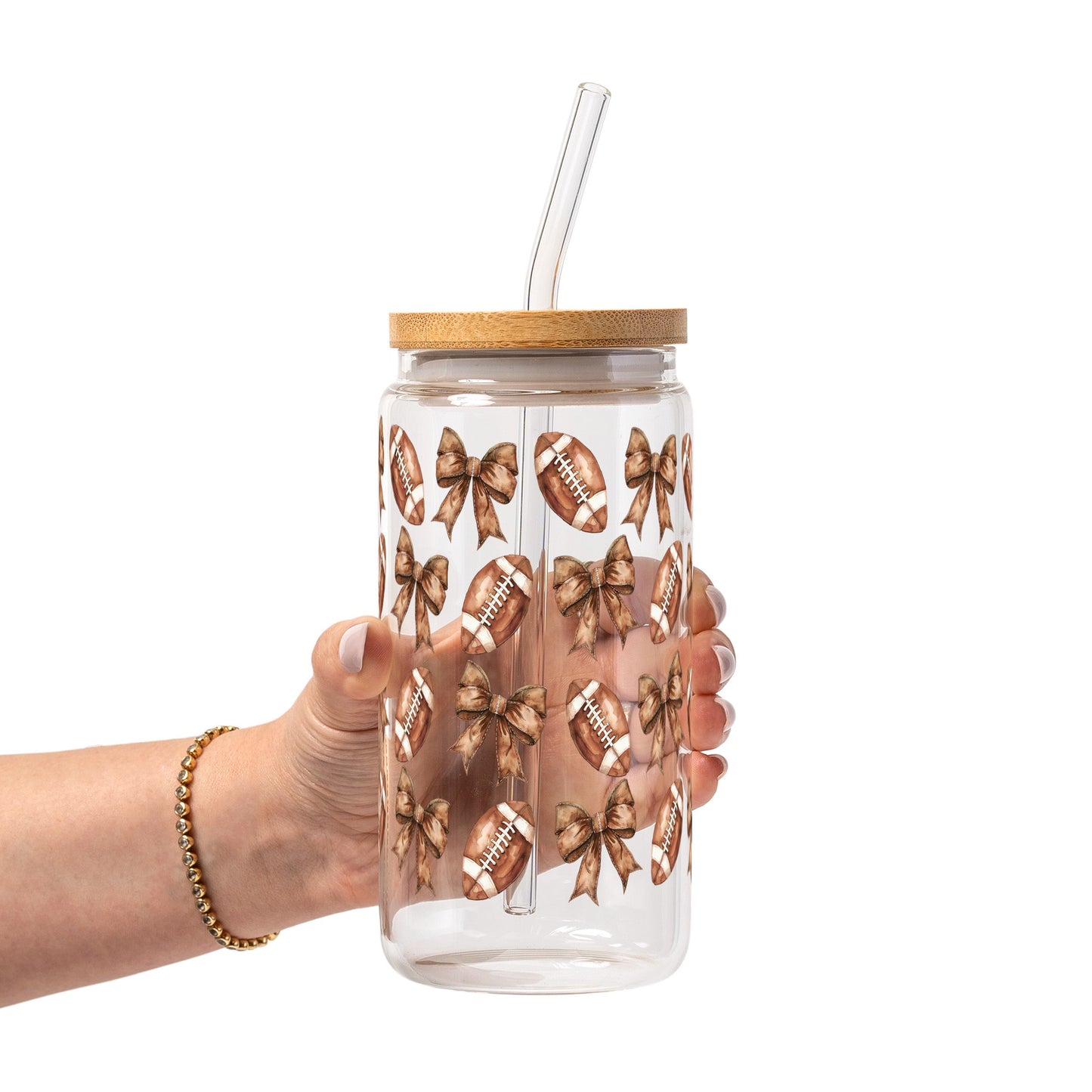 Footballs & Bows Glass Cups