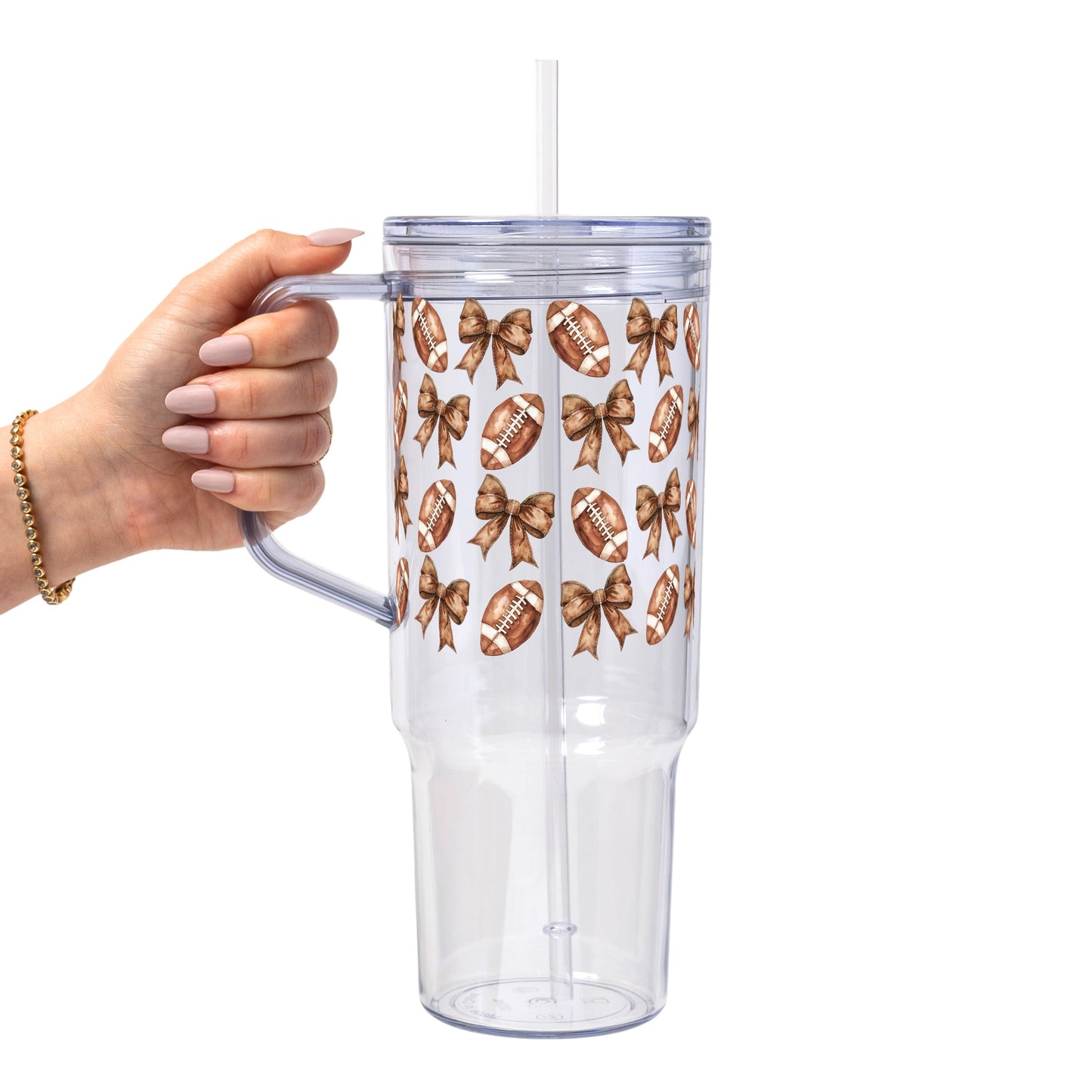 Footballs & Bows Glass Cups