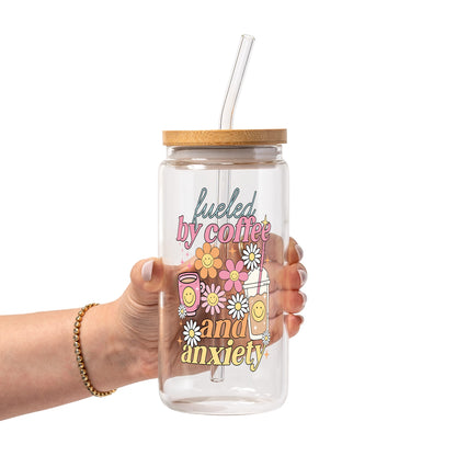 Fueled By Coffee & Anxiety Glass Cups