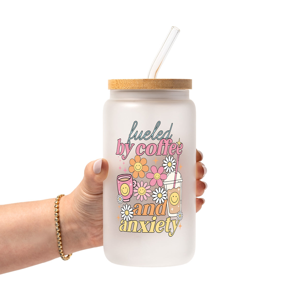 Fueled By Coffee & Anxiety Glass Cups
