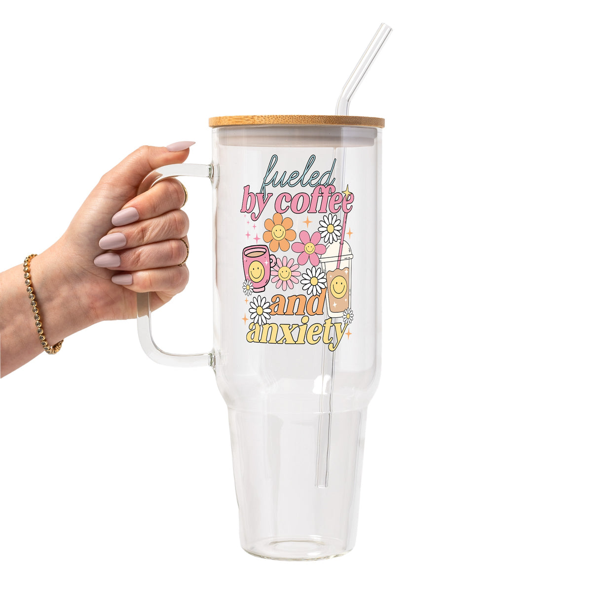 Fueled By Coffee & Anxiety Glass Cups