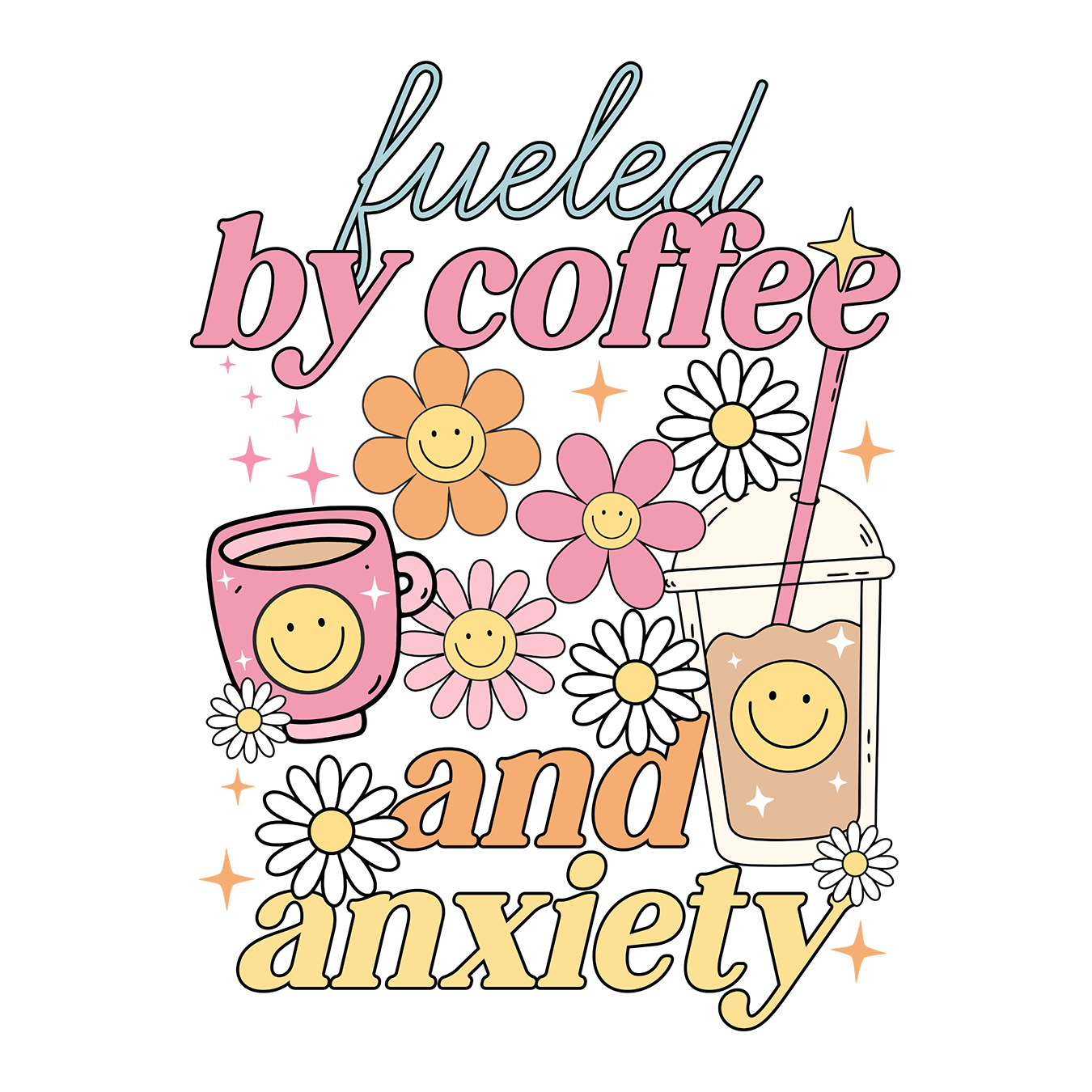 Fueled By Coffee & Anxiety Glass Cups