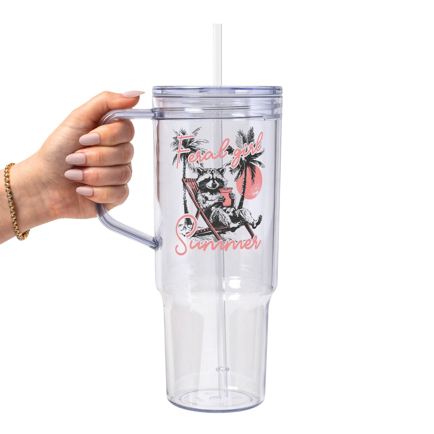 Feral Girl Summer Raccoon Glass Cups