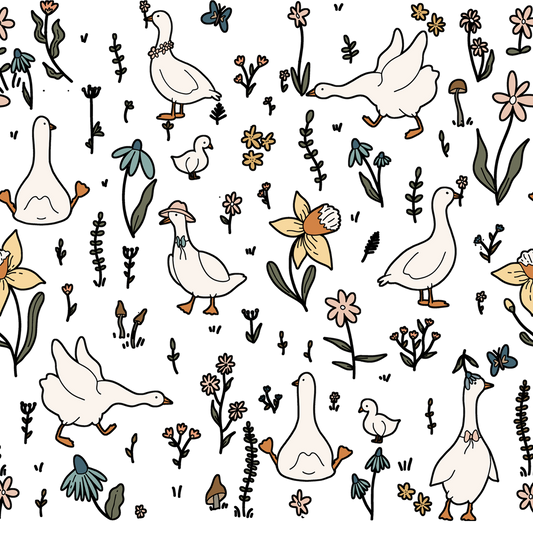 Spring Garden Geese Glass Cups