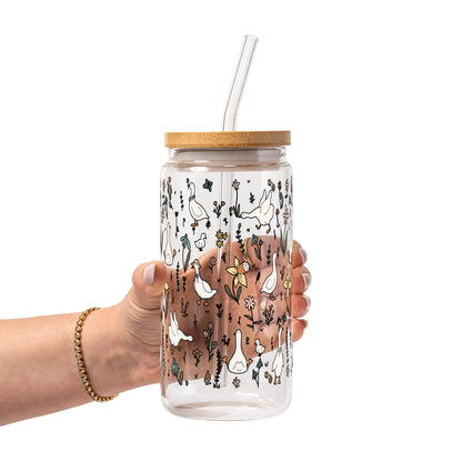 Vasos de cristal gansos del jardín de primavera