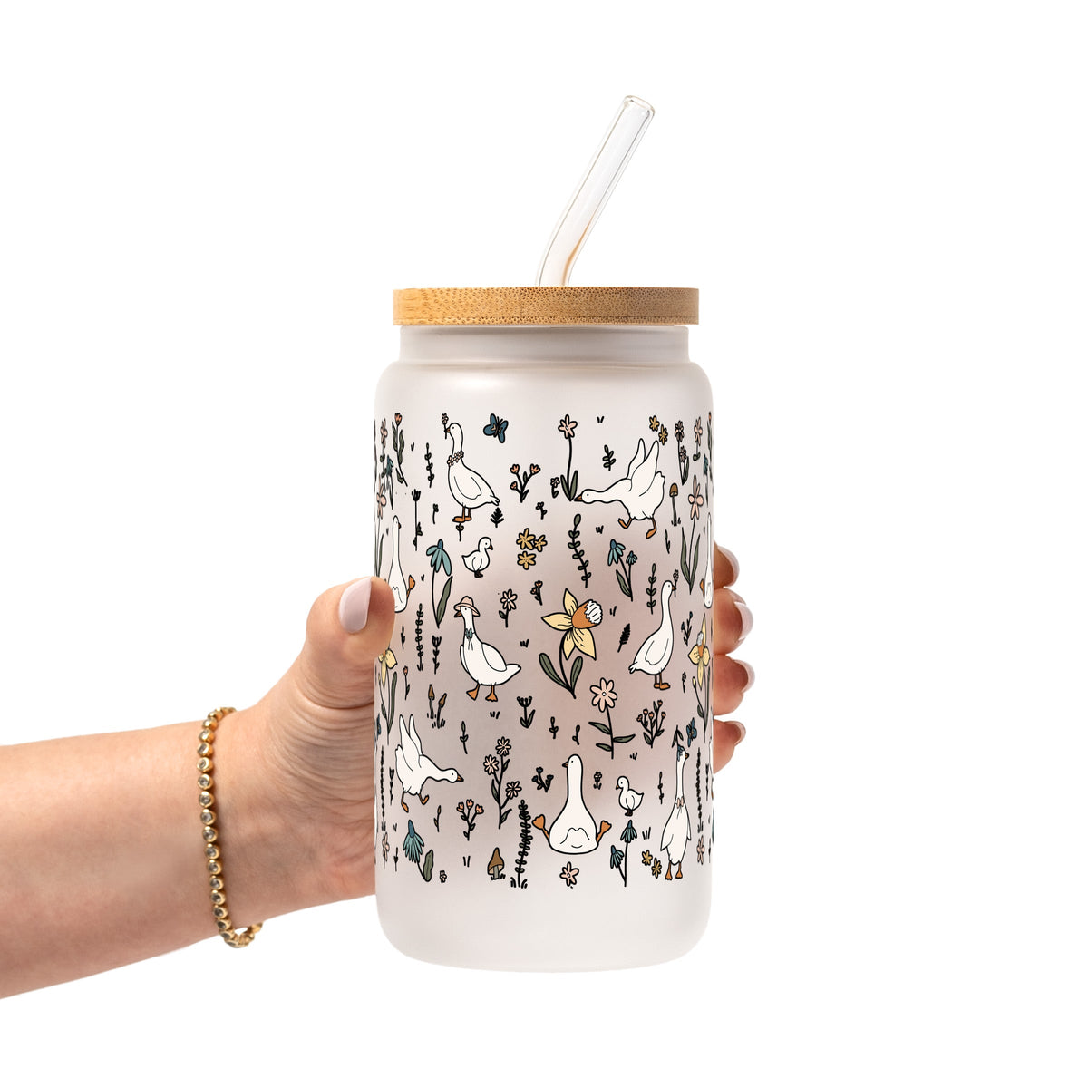 Vasos de cristal gansos del jardín de primavera