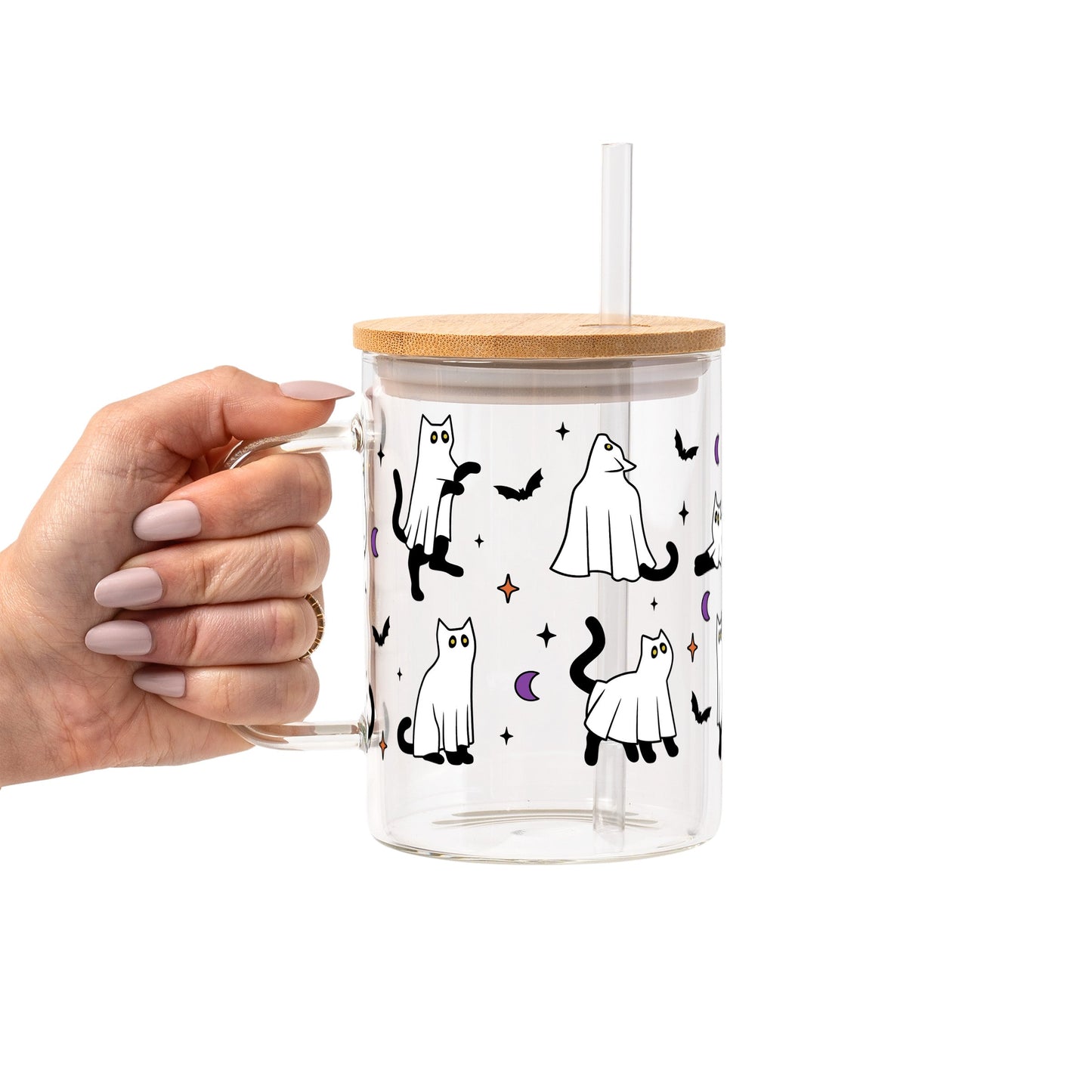Ghost Cat Glass Cups