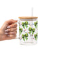 Christmas Green Fur Bows Glass Cups