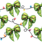 Christmas Green Fur Bows Glass Cups
