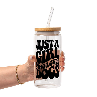 Vasos de vidrio "Una chica que ama a los perros"