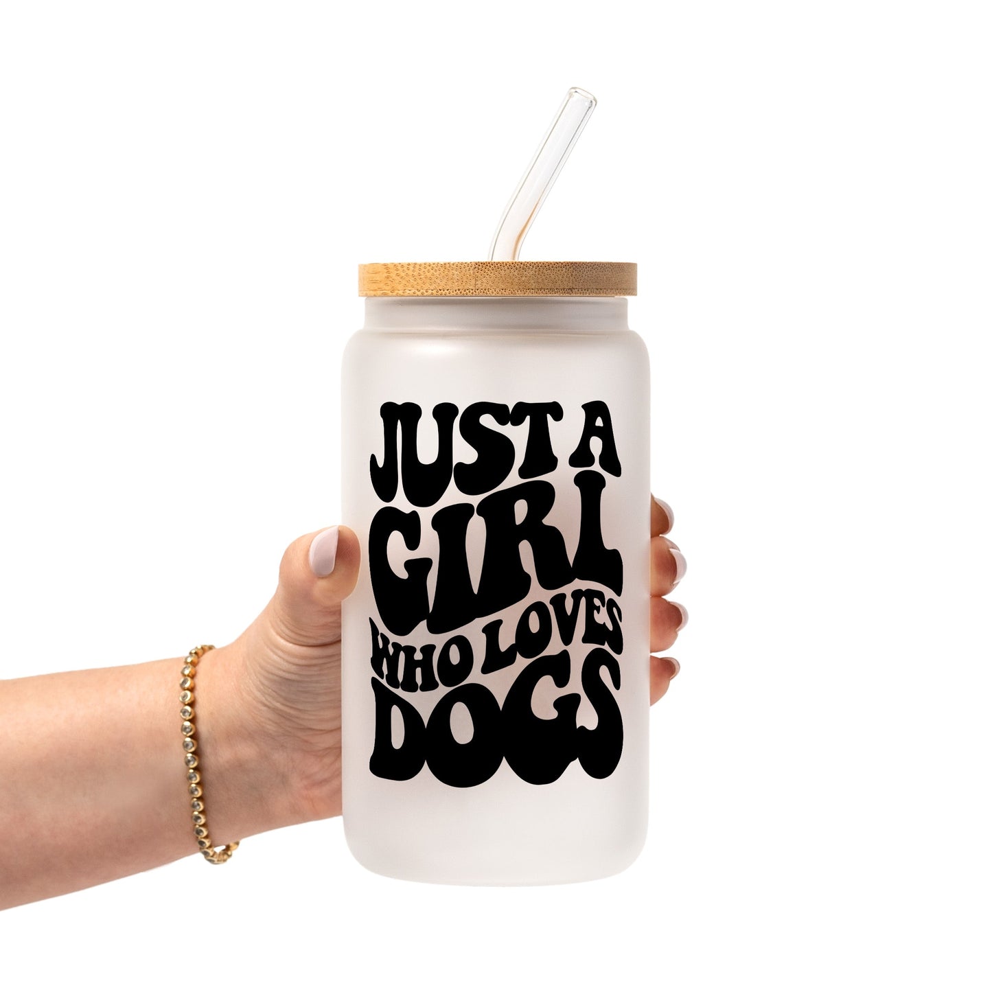 Vasos de vidrio "Una chica que ama a los perros"