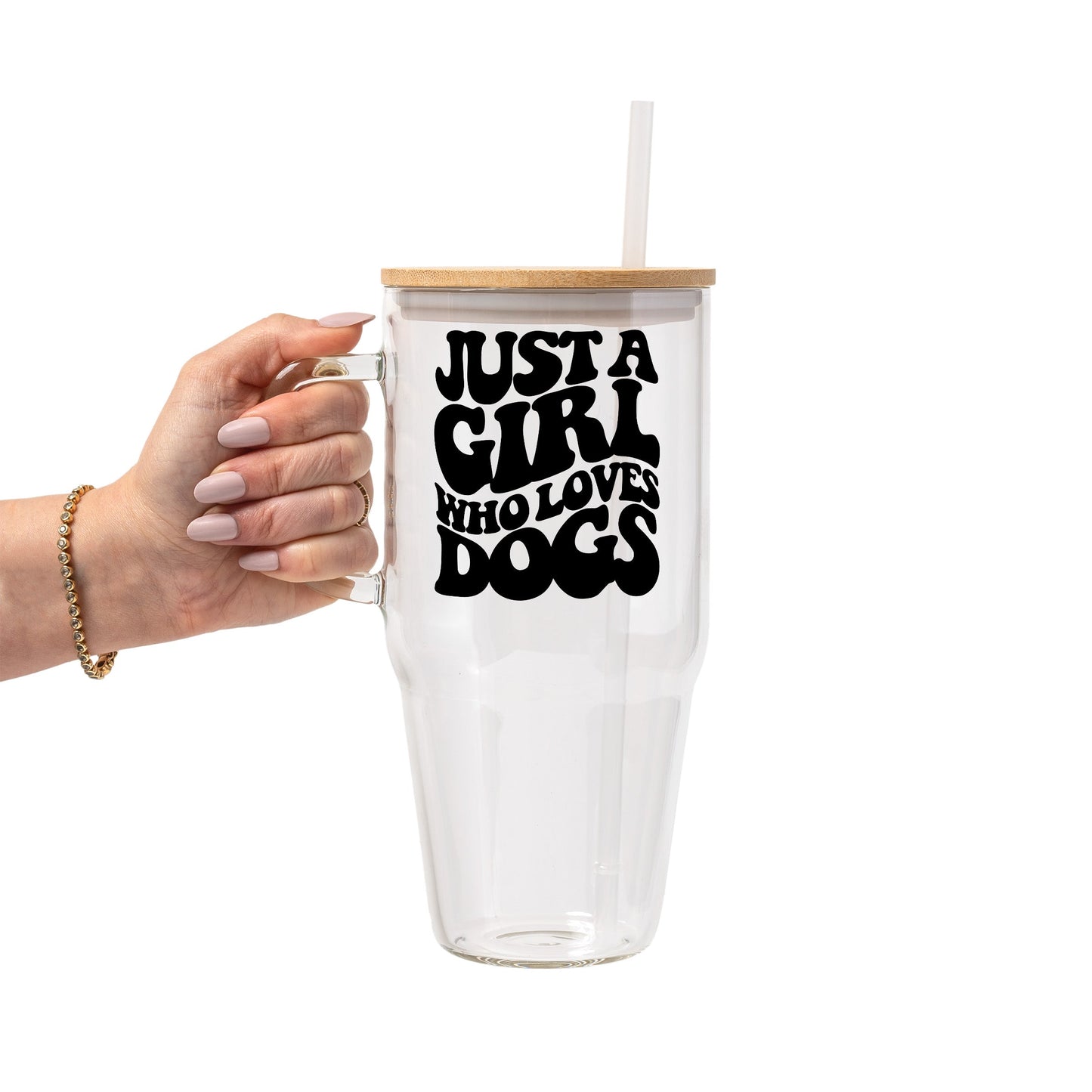 Vasos de vidrio "Una chica que ama a los perros"
