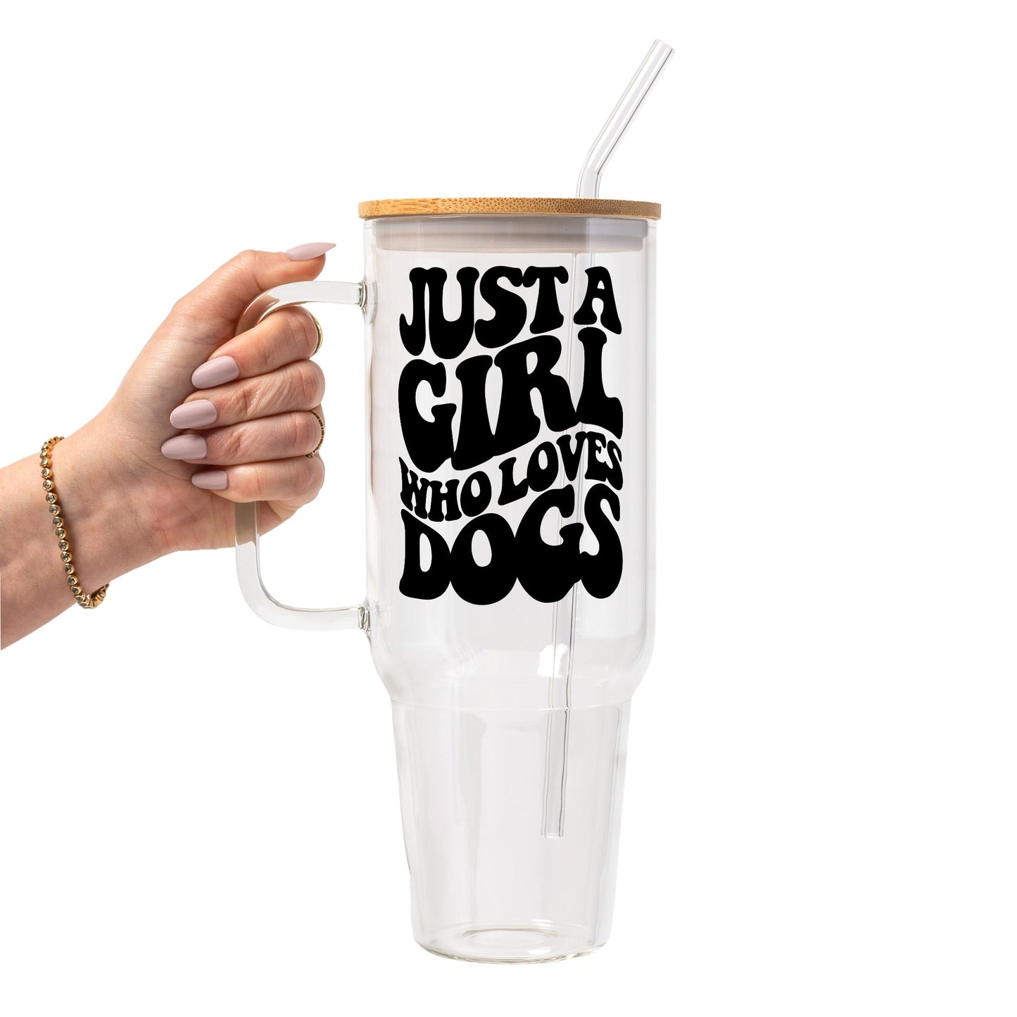 Vasos de vidrio "Una chica que ama a los perros"