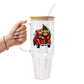 Highland Cow Christmas Truck Glass Cups
