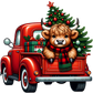 Highland Cow Christmas Truck Glass Cups