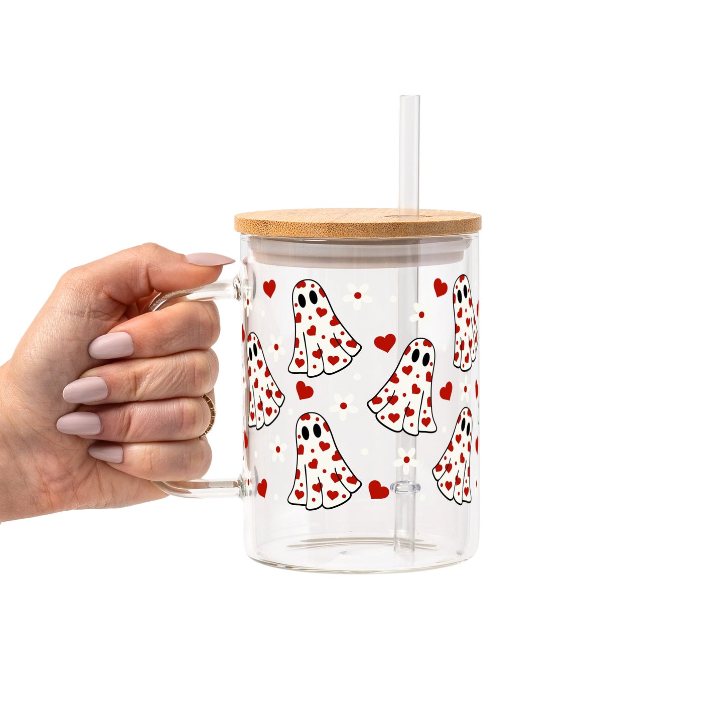 Pink Hearts Valentine Glass Cups