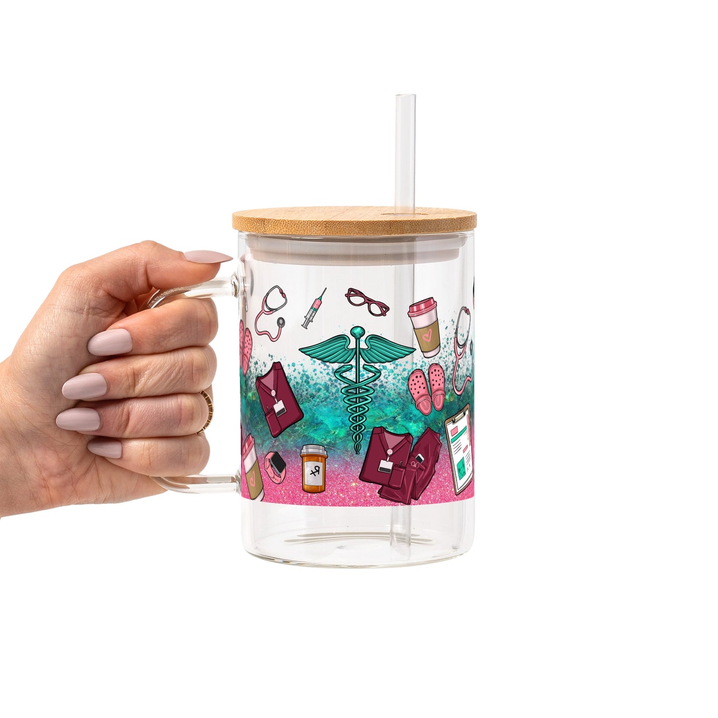 Sips & Scrubs Medical Glass Cups