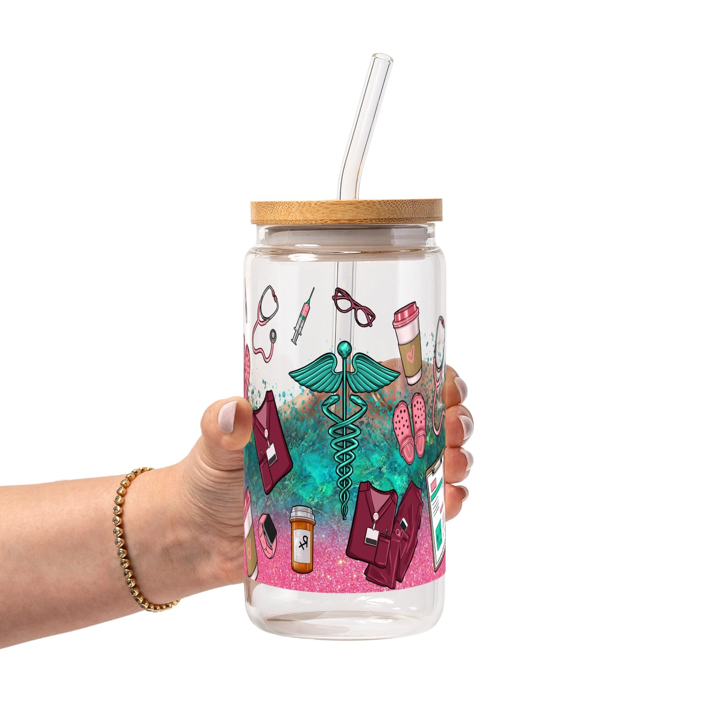 Sips & Scrubs Medical Glass Cups