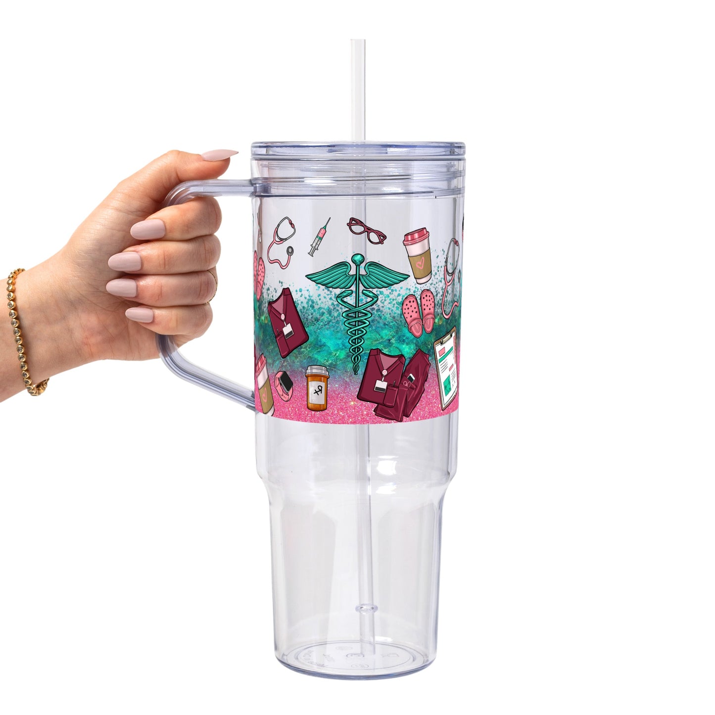 Sips & Scrubs Medical Glass Cups