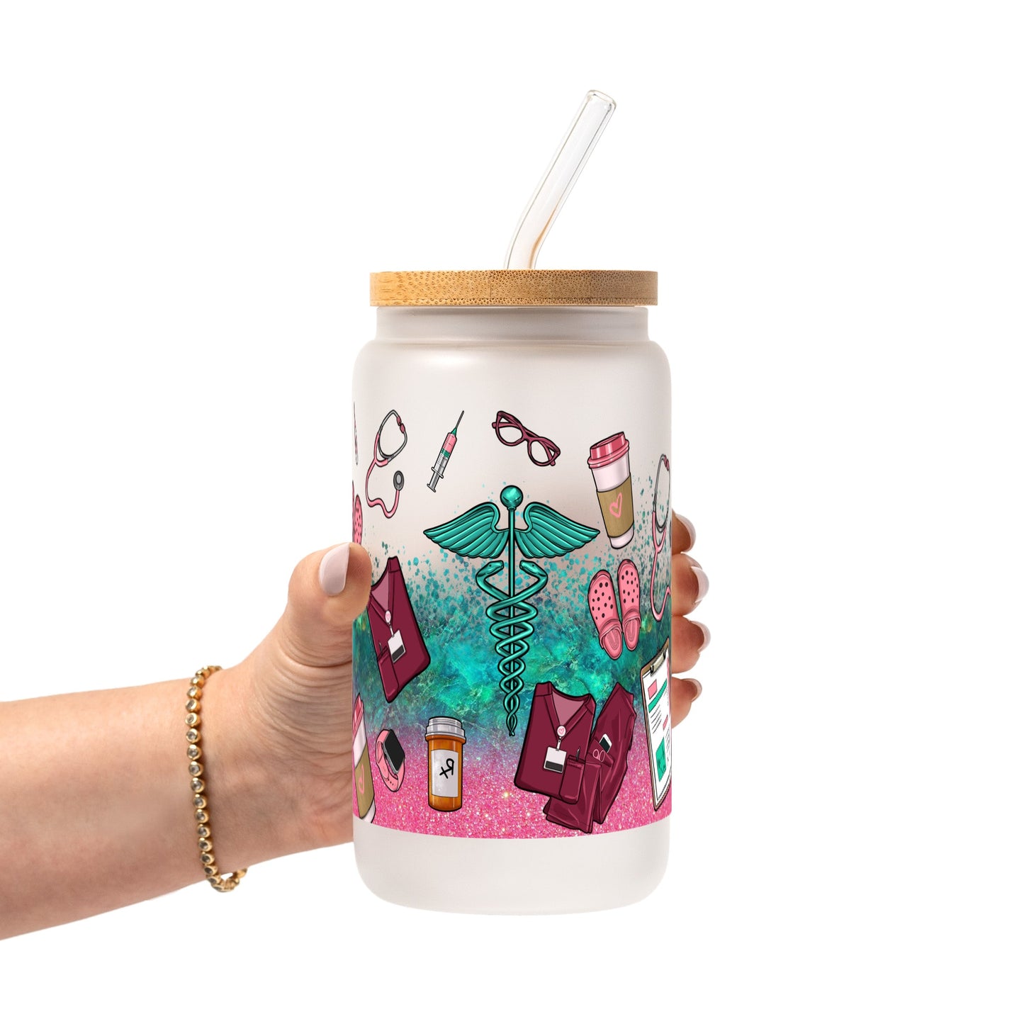 Sips & Scrubs Medical Glass Cups