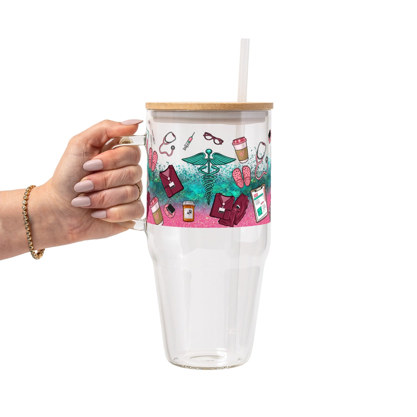 Sips & Scrubs Medical Glass Cups