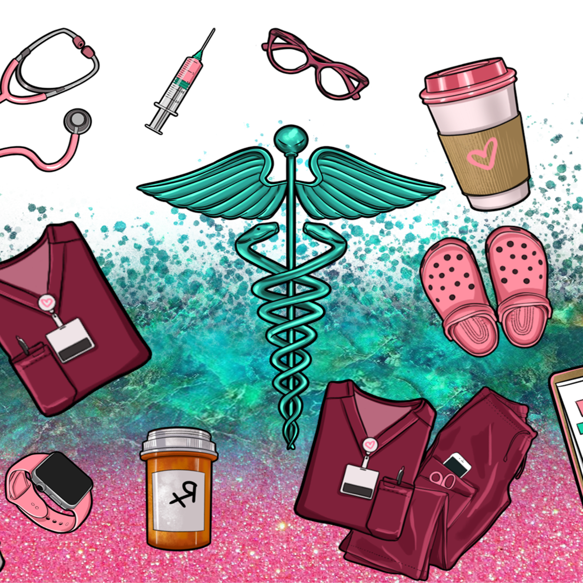 Sips & Scrubs Medical Glass Cups