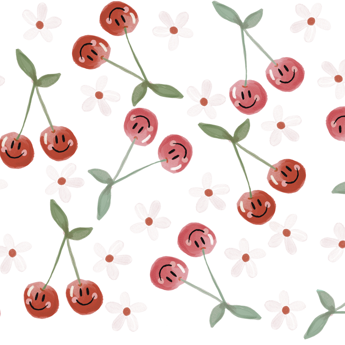 Watercolor Smiley Cherries Glass Cups