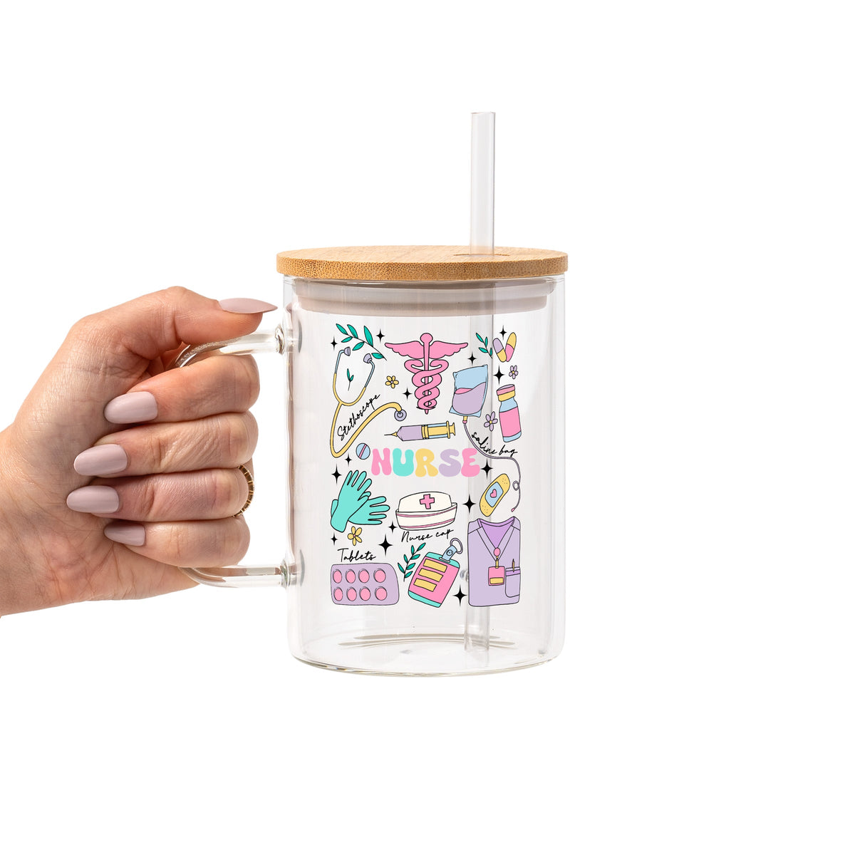 Sips And Scrubs Medical Glass Cups