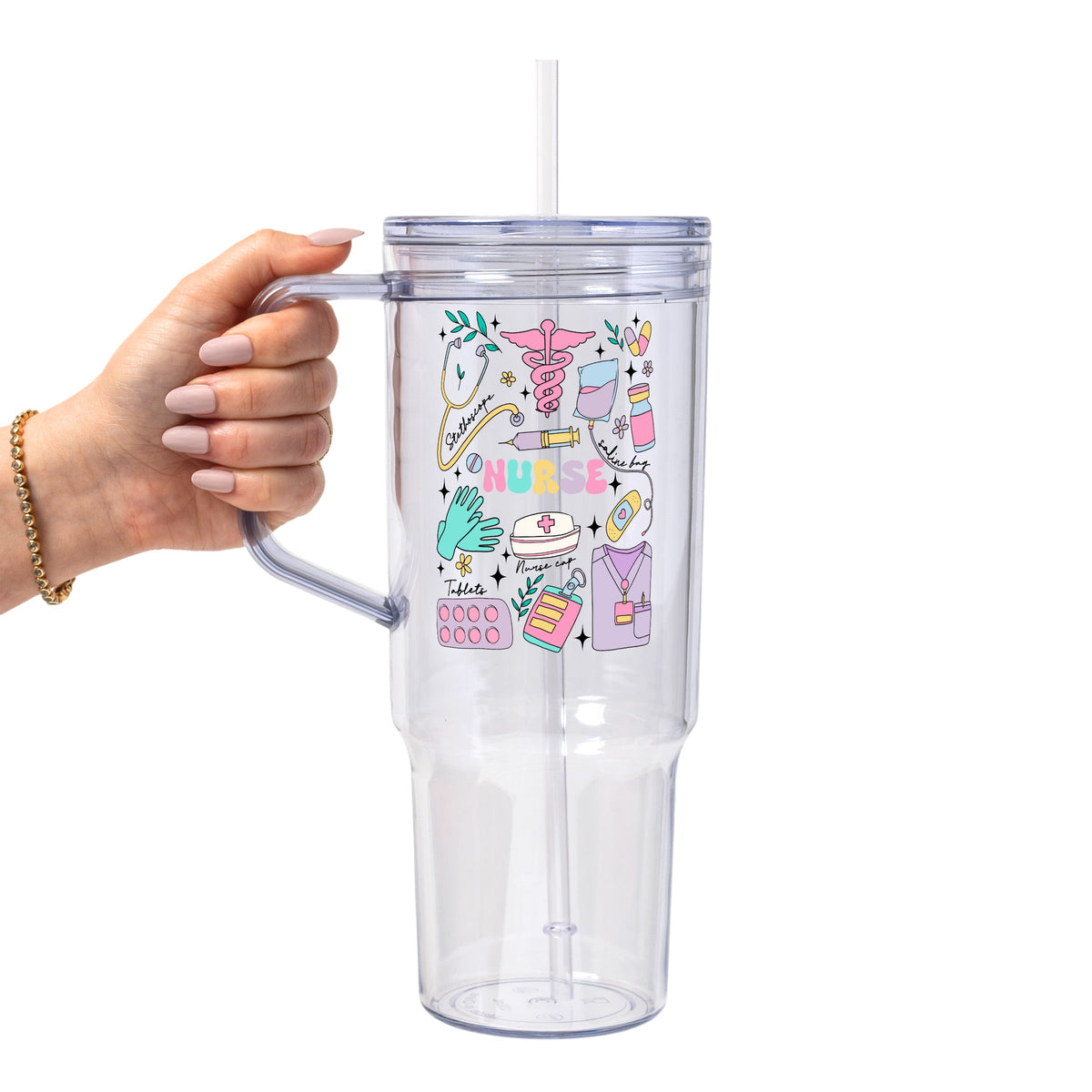 Sips And Scrubs Medical Glass Cups