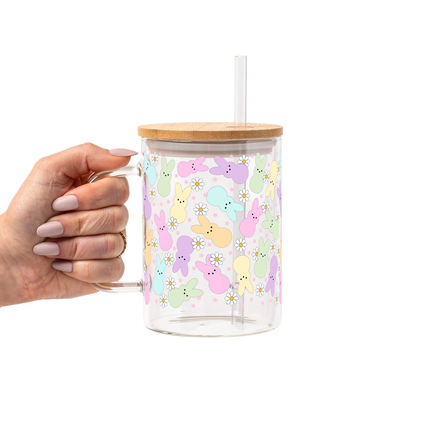 Pastel Easter Bunny Glass Cups