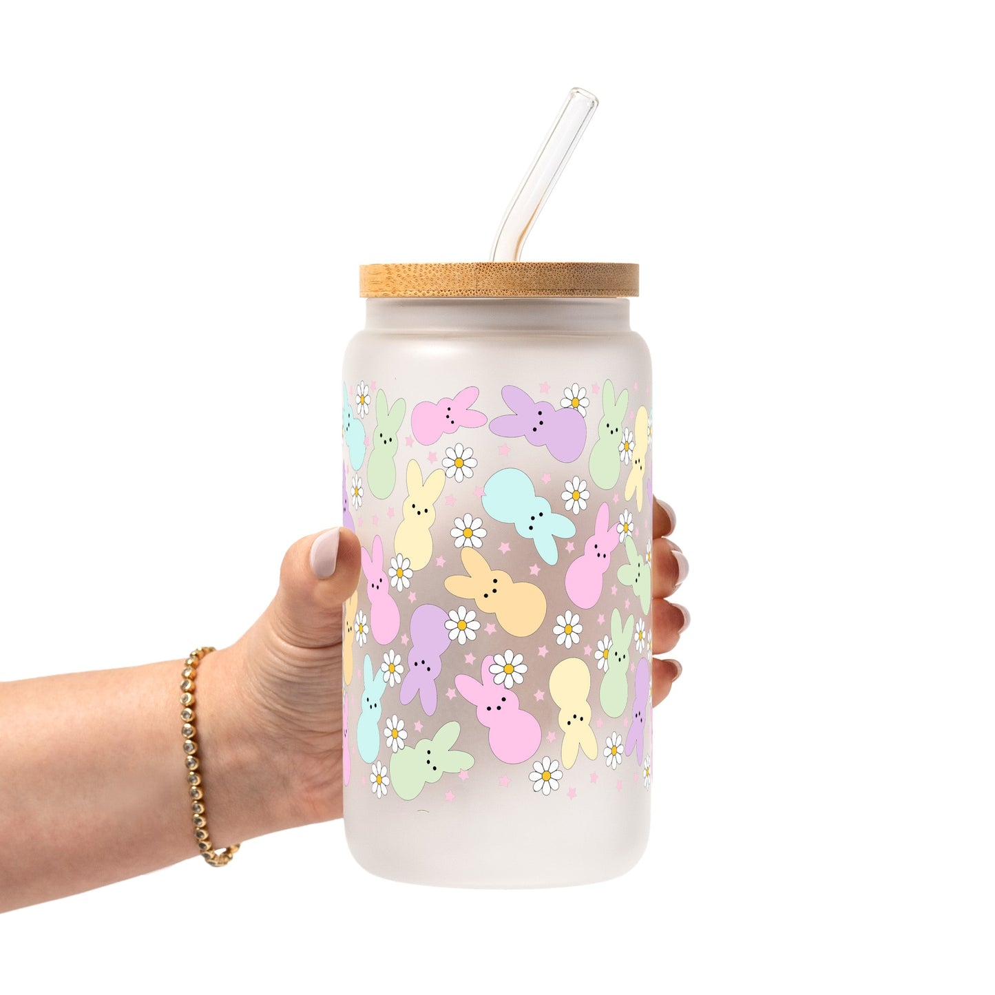 Pastel Easter Bunny Glass Cups