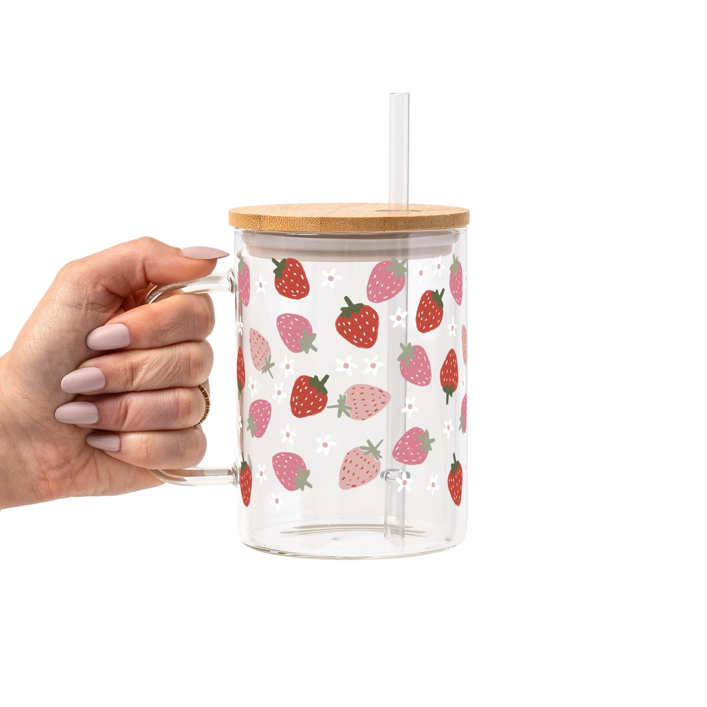 Watercolor Cutie Strawberries Glass Cups