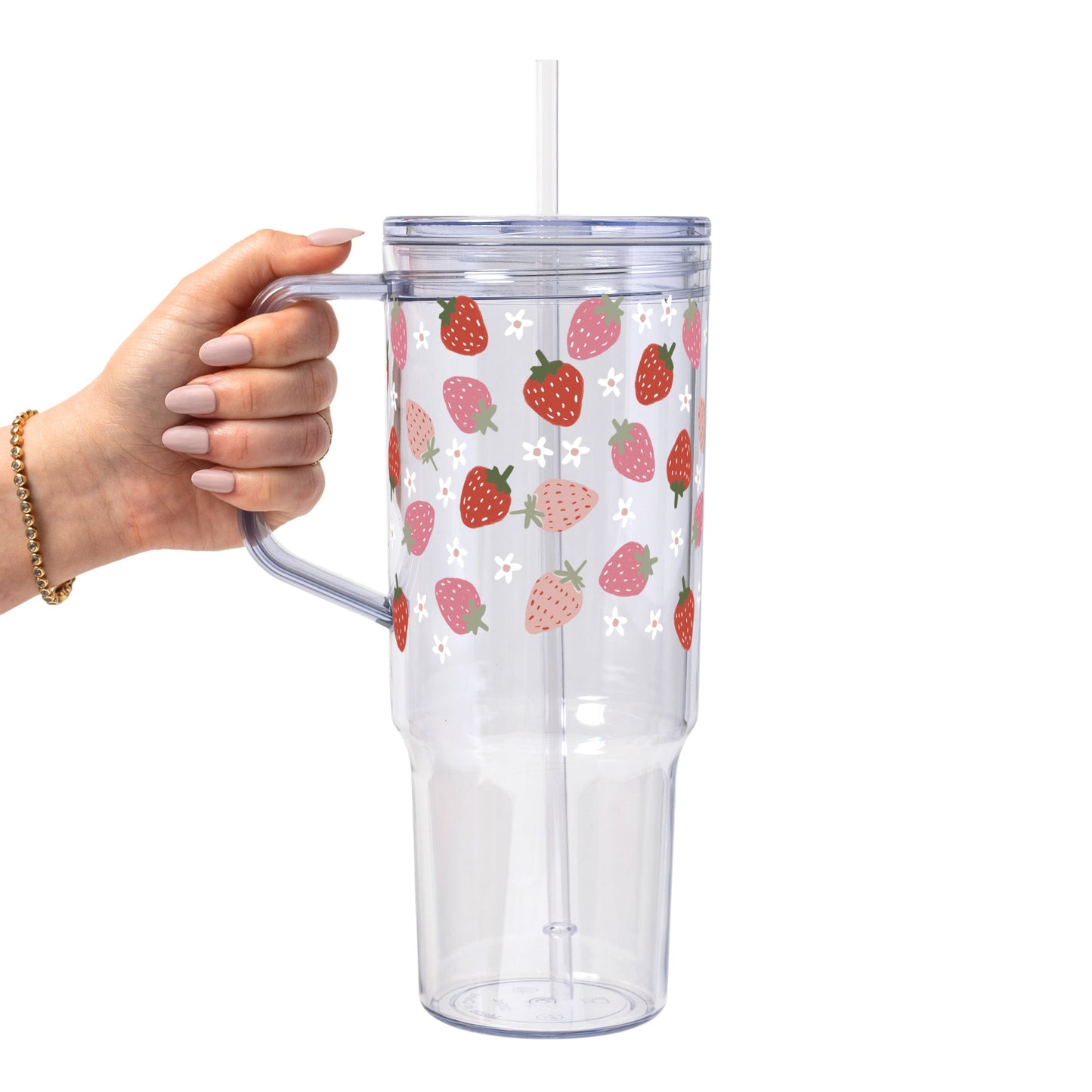 Watercolor Cutie Strawberries Glass Cups