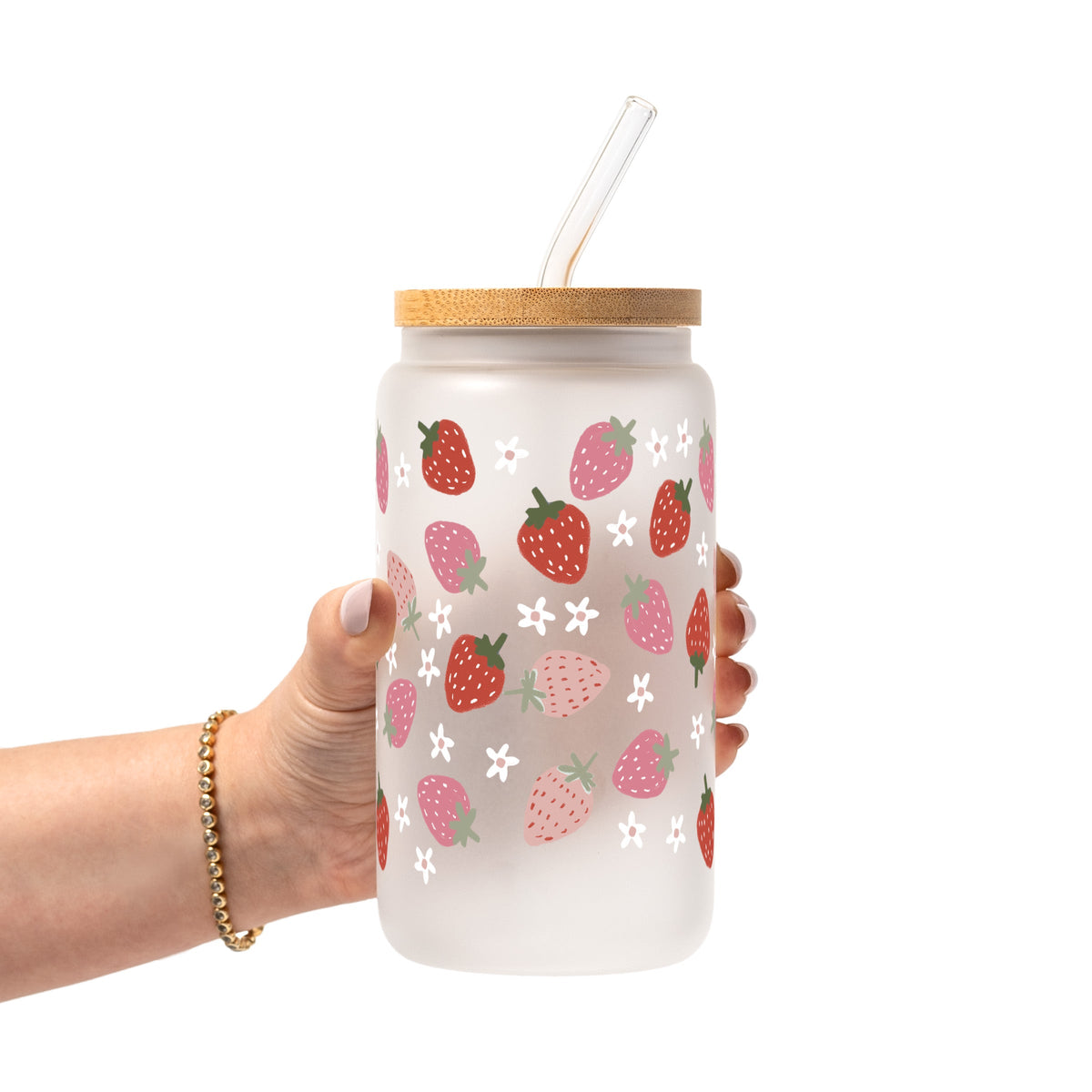 Watercolor Cutie Strawberries Glass Cups
