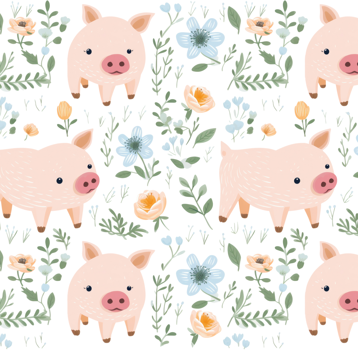 Piggies and Posies Glass Cups