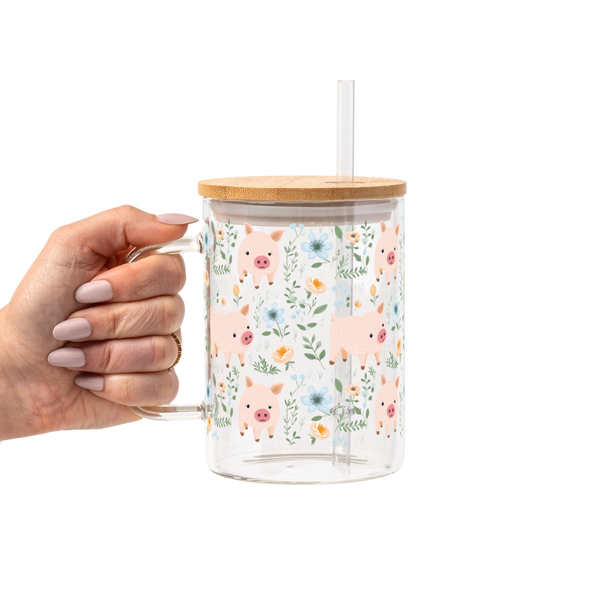 Piggies and Posies Glass Cups