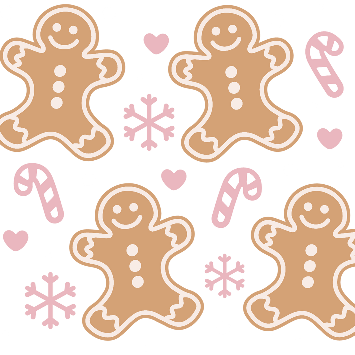 Pink Gingerbread Christmas Glass Cups