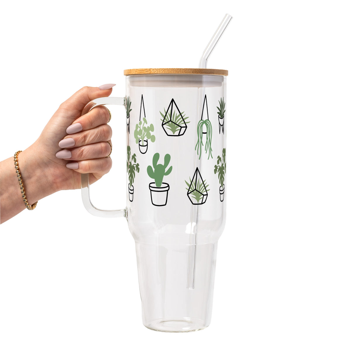 Botanical Greenery Plant Lover Glass Cups