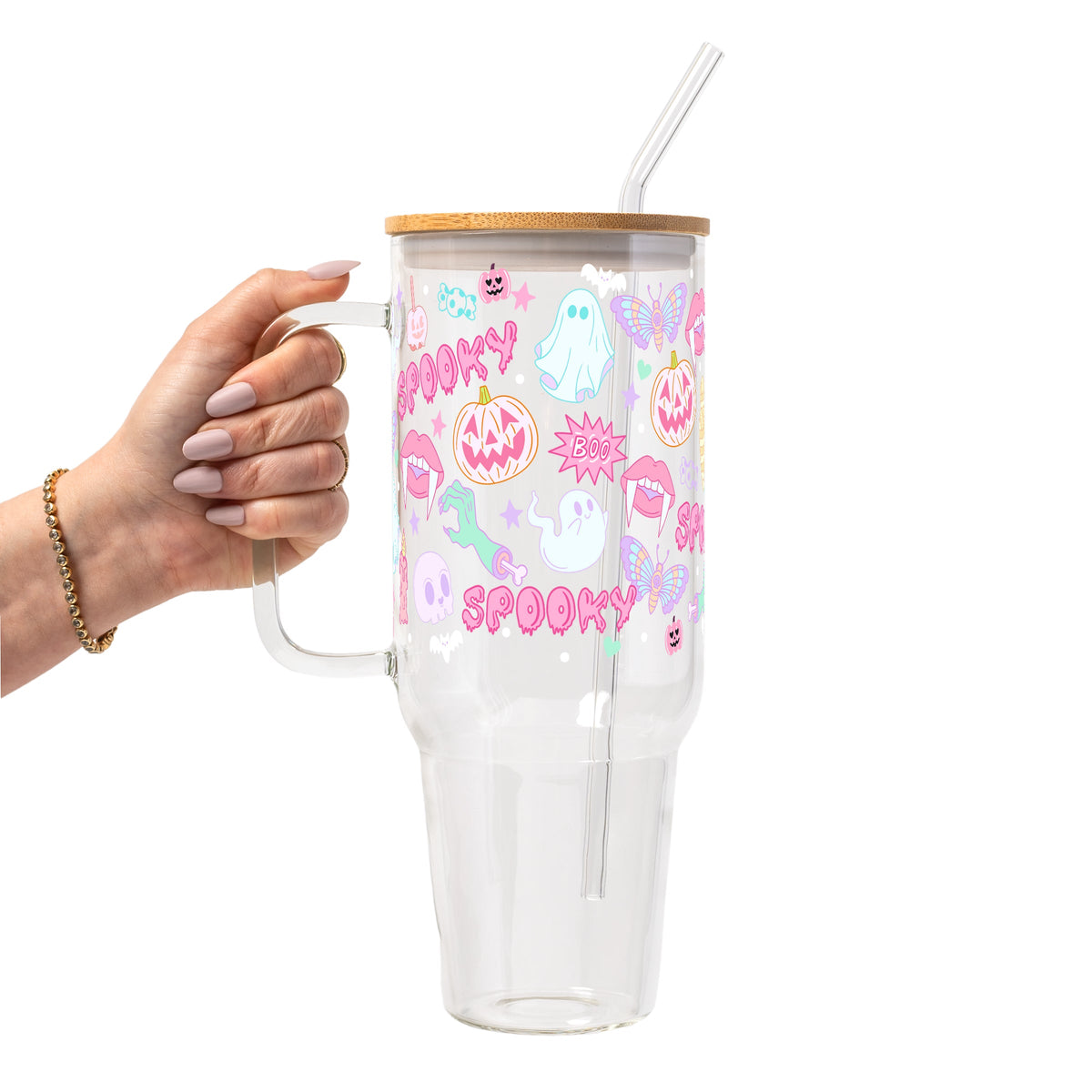 Pastel Pink Halloween Glass Cups