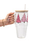 Pink Christmas Trees Glass Cups