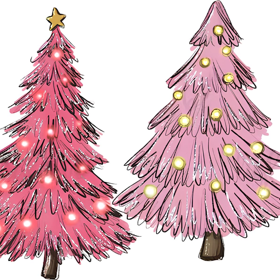 Pink Christmas Trees Glass Cups