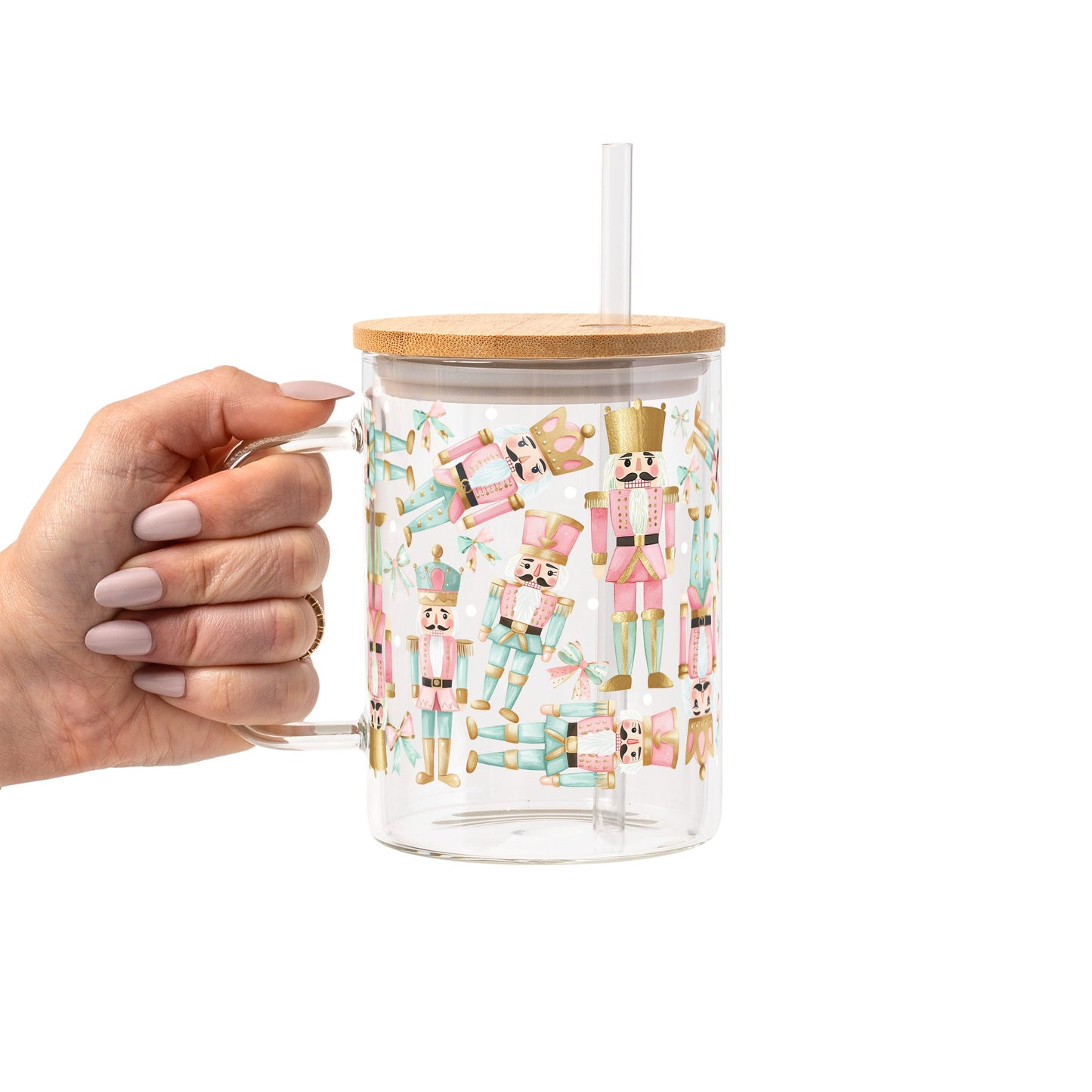 Pink Nutcracker Christmas Glass Cups