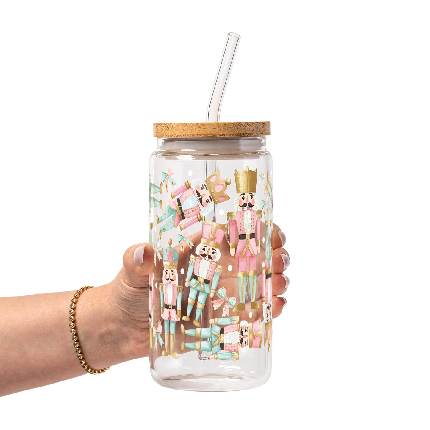Pink Nutcracker Christmas Glass Cups