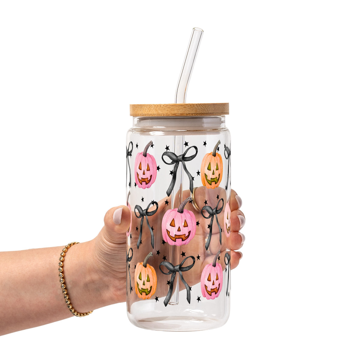 Halloween Coquette Pumpkins Glass Cups