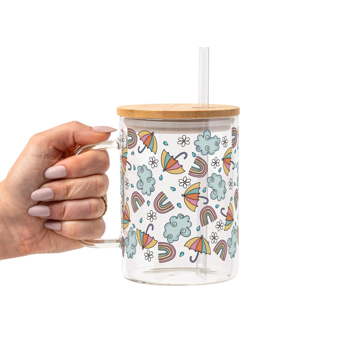 Spring Umbrella Aesthetic Glass Cups