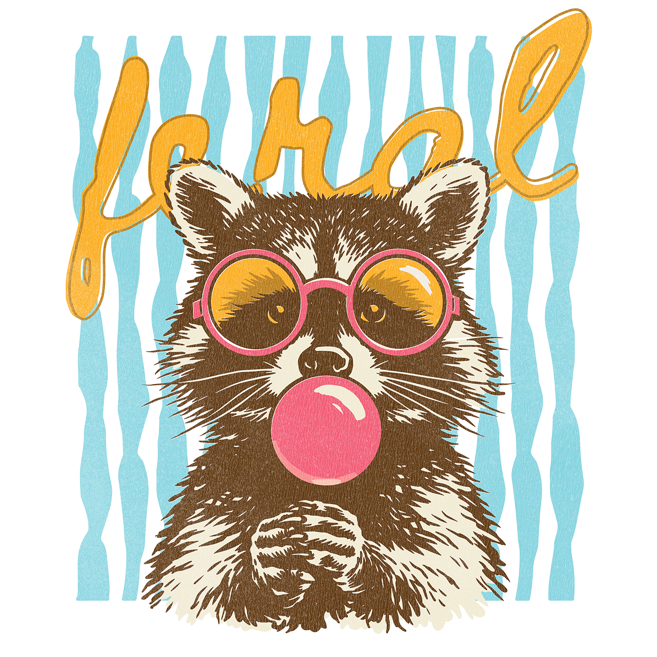 Retro Feral Raccoon Glass Cups