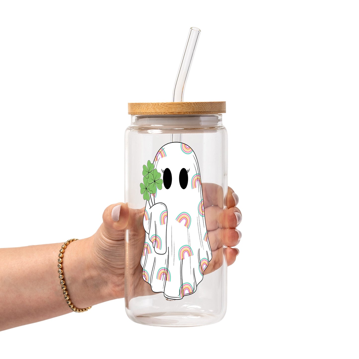 Shamrock Ghostie Glass Cups