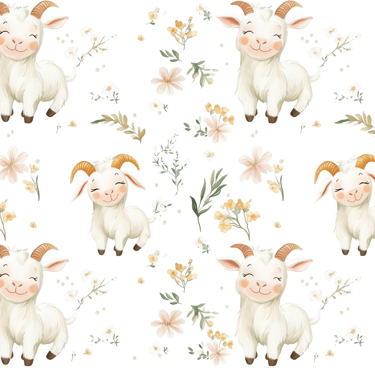 Floral Cute Goats Glass Cups