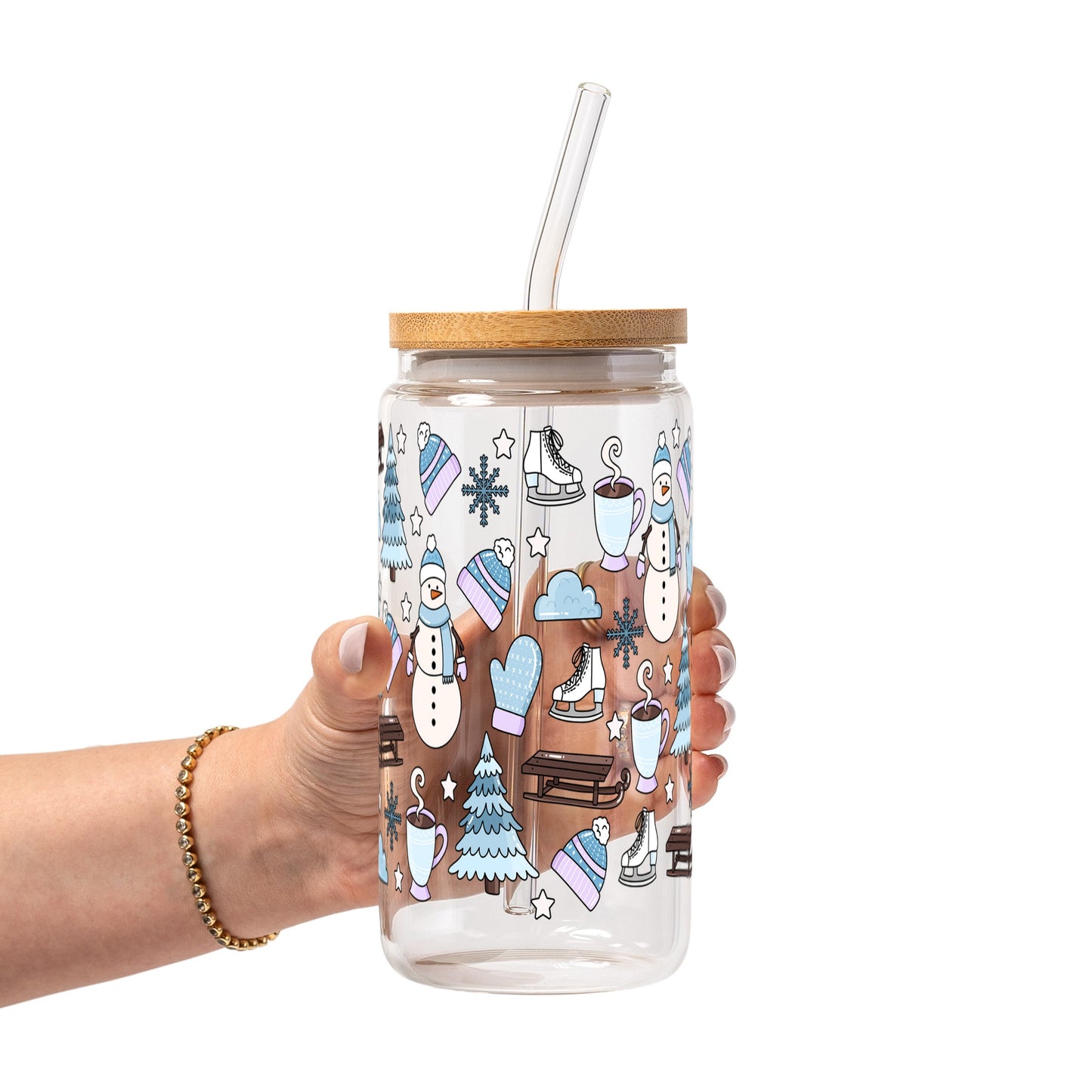 Blue Winter Glass Cups