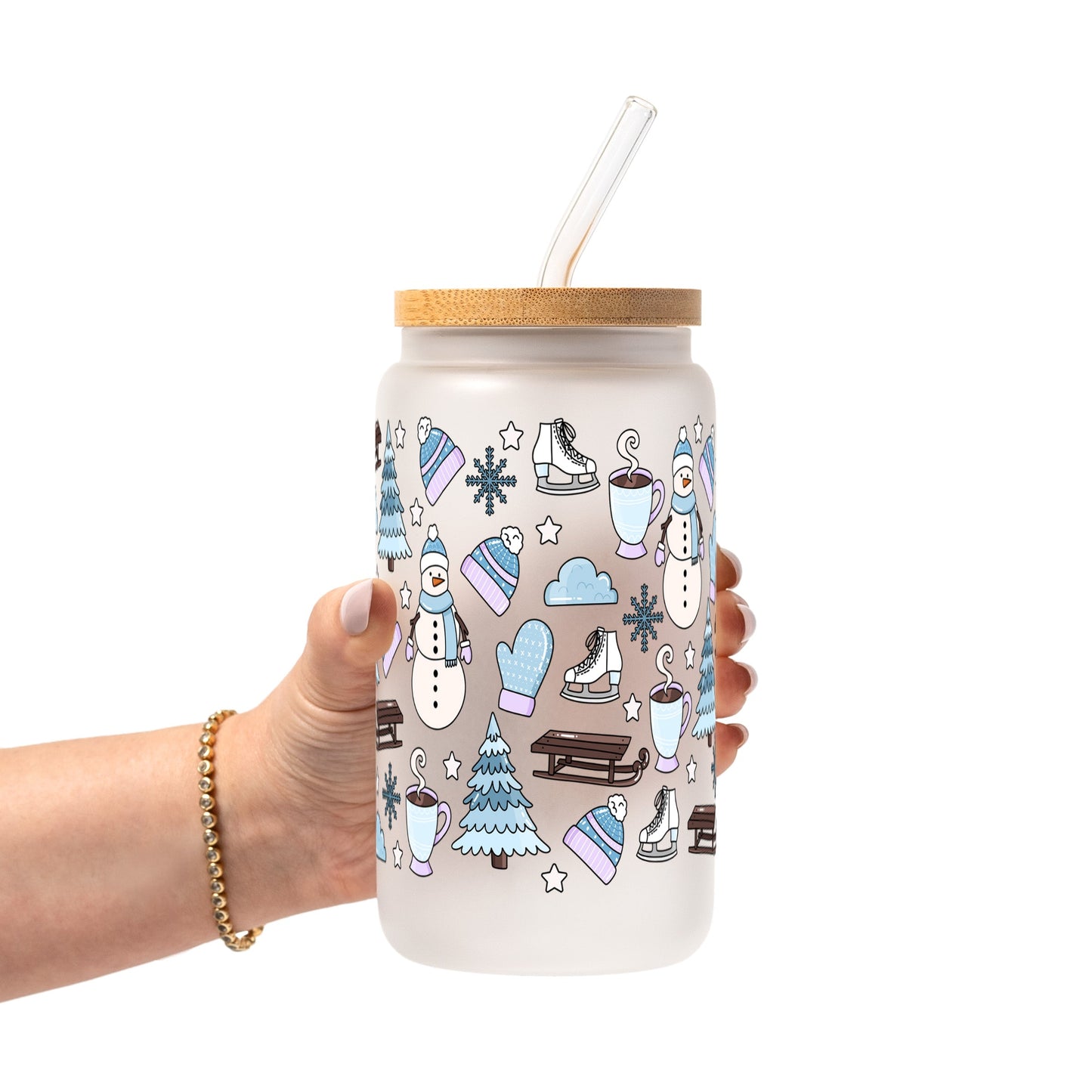 Blue Winter Glass Cups